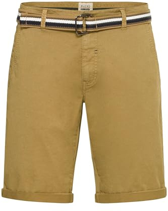 Blend BHBruno herr chinos shorts Bermuda korta byxor med bälte stretch fickor bomullsblandning normal passform, Sandbrun (75107), S