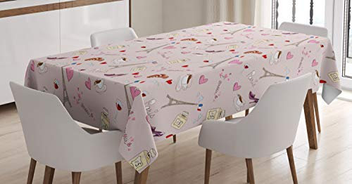 ABAKUHAUS Paris Tischdecke, Französische Flagge Icons, Für den Inn und Outdoor Bereich geeignet Waschbar Druck Klar Kein Verblassen, 140 x 170 cm, Grün