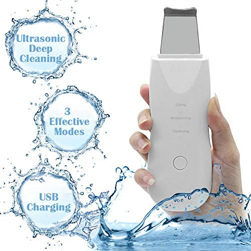 Skin Scrubber Facial Skin Scrubber, SZSMD Ultrasonic Skin Scrubber Spatula, Electric Blackhead Remover, Facial Cleaner Spatula, 3 Modes Facial Lifting Peeling Tool, Rechargeable Skin Massage Scrubber