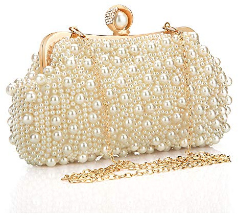 veyiina nero Women's Evening Handbags, Pearl Women's Clutches & Evening Handbags for Wedding Party Date
