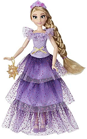 Hasbro Disney Prinzessinnen Style Serie, Rapunzel Modepuppe, modernes Abendkleid mit Haarband, Handtasche und Schuhen, für Mädchen ab 6 Jahren