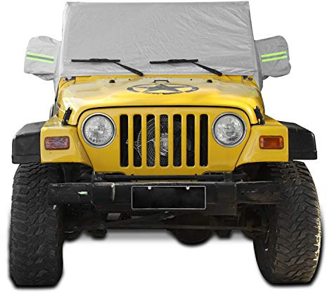 JeCar for Jeep Car Cover Weatherproof Car Cover Protect from Snow Rain Hail Sunshine fit for Jeep Wrangler TJ 1997 1998 1999 2000 2001 2002 2003 2004 2005 2006 All Submodels
