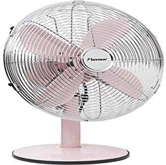 Bestron Mobiler Tischventilator Ø 35cm, Design Ventilator mit 3 Geschwindigkeitsstufen & 75° Oszillation-Funktion, Höhe: 35 cm, 35W, DFT35R, Farbe: Rot