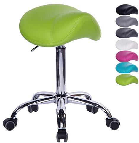 1stuff Sattelhocker Sattelstuhl MULY - Sitzhöhe bis ca. 74cm, Apfelgrün | 1stuff-Markenqualität vom Fachhändler aus DE, ergonomischer Rollhocker Arzthocker Praxishocker Drehhocker 360°