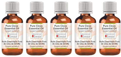 Greenwood Essential Huile essentielle de clou de girofle naturelle (Syzygium aromaticum) distillée à la vapeur, 100 ml x 5 (16,9 oz)