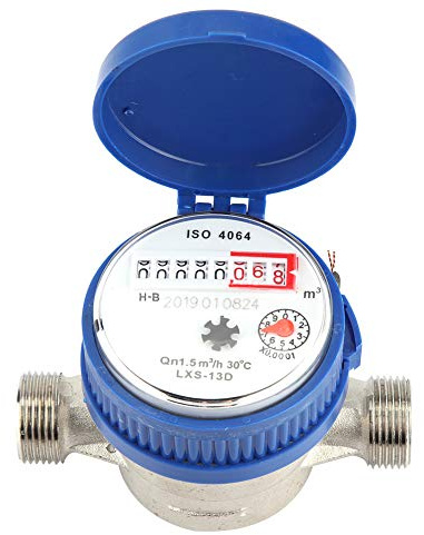 Wakects Medidor de Agua Fría, 15 mm 1/2 Pulgada, para Uso Doméstico y Jardín