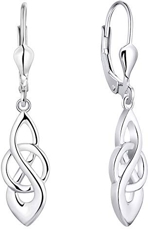 JO WISDOM Damen Hängende Ohrringe Keltischer Knoten Silber 925 mit 3A Zirkonia Kristall,Schmuck für Frauen
