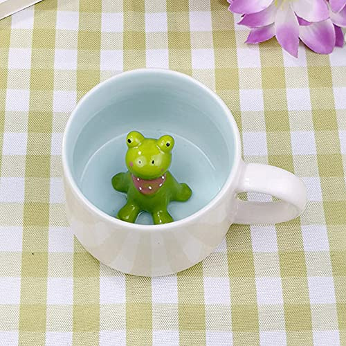 LOZACHE 3D Frosch Kaffeebecher 350 ml, Handgefertigte Keramiktasse | Handgefertigt, Keramik, 350 ml, spülmaschinen- und mikrowellengeeignet, Geschenk für Tierfreunde, Geburtstag oder Weihnachten