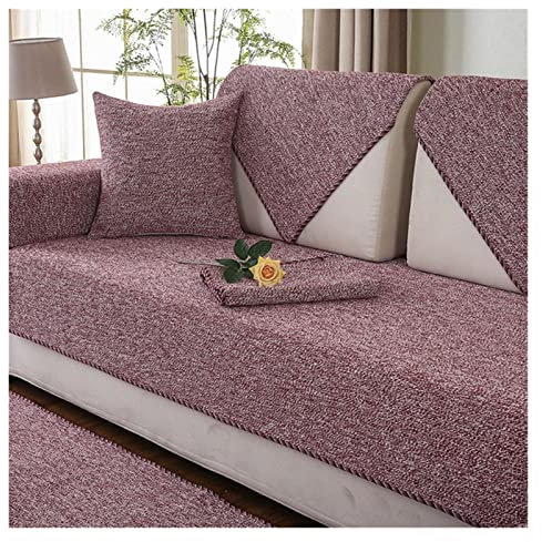 FJZFXKZL Sofa Überzug, 3-Sitzer-Sofa-Cover Baumwolle Leinen Ecke Sofa-Cover for Wohnzimmer rutschfeste Sofa-Abdeckungen Sofa Chaise Cover Lounge Couch Cover Sofabezug