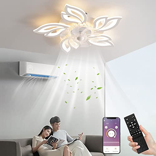 LED Leise Deckenventilator Mit Beleuchtung, 60W Deckenleuchte Deckenventilator Dimmbar Deckenleuchte Mit Ventilator Mit Fernbedienung Und APP Für Schlafzimmer Wohnzimmer Esszimmer Arbeitszimmer Licht