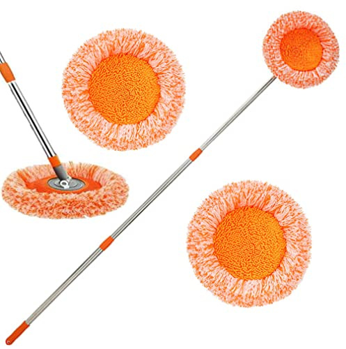 Vadrouille de nettoyage réglable rotative à 360°, vadrouille de nettoyage murale extensible avec têtes de rechange, serpillière rétractable multifonctionnelle à long manche de 71 à 190 cm