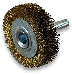 Lot de 10 brosses rotatives circulaires métalliques sur tige Ø 38 mm | Fil laiton dur Ø 0,30 mm | Epaisseur 12 mm | 2 rangs | Pour perceuse ou visseuse à mandrin | Kibros 2638LT12x10