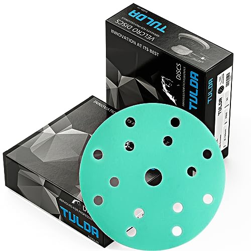 Tulda Sanding Discs P1200 Orbital Sander Pads 6 150mm 15 Holes - Hook & Loop Discs Film Sanding Pads For Random Orbit Orbital Sander (Box of 50 PCS)