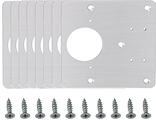 Yosawo 8 Stück Scharniere Reparatur Halterungen Edelstahl Scharniere Reparatur Platten Halterungen Küche Schrank Schränke Tür Scharnier Reparatur Platte (Silber)