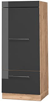 Vicco Armario para microondas Fame-Line, Antracita Alto Brillo, 60 cm, para Combinar con Otros módulos de la Serie Fame-Line