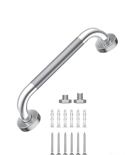 12inch/30cm Anti Slip Shower Wall Grab Bar Handle, Knurled Stainless Steel Bathroom Safety Bathroom Balance Bar Hand Rail Support Handicap Elderly Senior Assist Bath Handle (1)