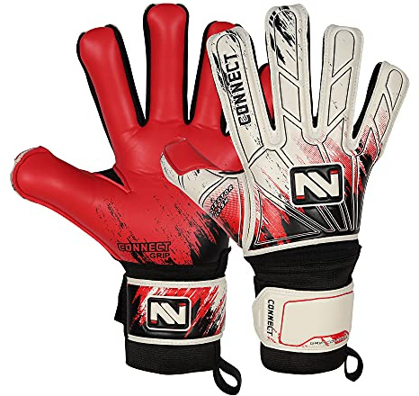 CONNECT Torwarthandschuhe Premium Grip, Torwarthandschuhe für Kinder, Jugendliche & Erwachsene, Fußballhandschuhe mit Fingerschutz, Torwart-Handschuhe (Red, 4)