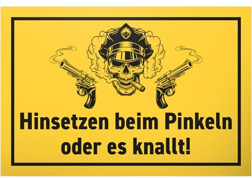 DankeDir! Hinsetzen beim Pinkeln - Schild 30 x 20 cm - Türschild Deko witzig Herren Wand Gästetoilette Gäste WC - Toilettenschild Toilette Kloschild Klo Schild lustig im Sitzen
