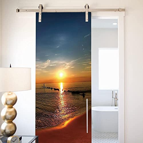 3D Türtapete Selbstklebend Sonnenuntergang Am Meer 77 X 200 Cm Türaufkleber Türposter Fototapete Türfolie Pvc Türbild Wasserdichte Abnehmbare Art Decals Kinderzimmer Wohnzimmer Schlafzimmer Küche Bad