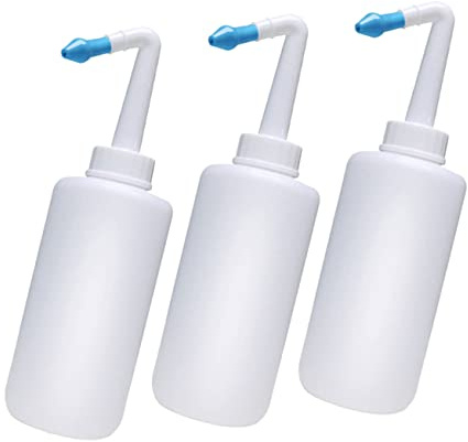 Nettoyeur de Nez en Plastique 3 Pièces 300ml Blanc | Usage Ménager, Opération Simple, Format Léger à Emporter, Lot de 3 Bouteilles