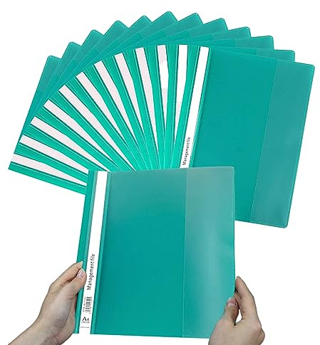 12 Stück A4 Schnellhefter Pappe Prospekthüllen A4 Pappschnellhefter A4 aus Kunststoff mit Transparentem Vorderdeckel Dokumentenmappe Sammelmappen für Dokumente Organisieren