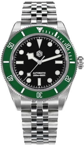 San Martin BB Diver Classic Herren-Armbanduhr, 40 mm, NH35, automatisch, mechanisch, Saphir, wasserdicht, Grün / Schwarz