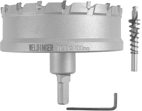 WELDINGER 100mm Lochsäge Hartmetall für Stahl, Edelstahl NE-Metall Guss