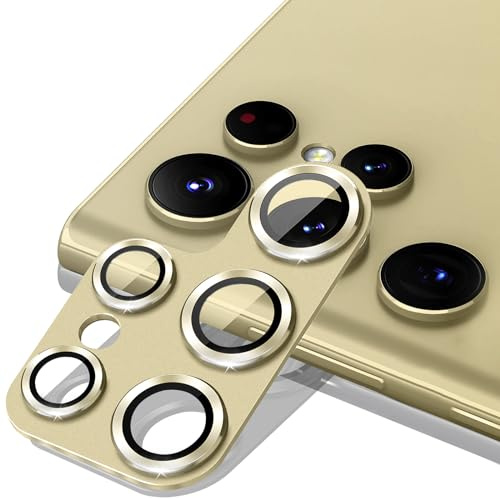 NicMool Camera Lens Protector for Samsung Galaxy S24 Ultra 5G, Aluminum Alloy Camera Cover 9H Tempered Glass Camera Screen Protector Anti Scratch for Samsung Galaxy S24 Ultra 5G - Gold