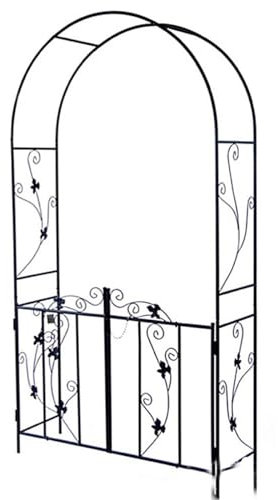 Outdoor Garden Arch Trellis,Metal Garden Arbor with Double Gate, Outdoor Climbing Plants Archway for Lawn Patio Wedding Bridal Party Decoration