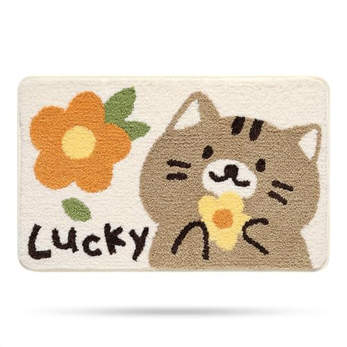 Molesun Niedlicher Badteppich Badematte für Badezimmer Rutschhemmender Weicher Badteppich für Duschen Niedlich Plüsch Mikrofaser Super-saugstark Plüschteppich für 50x80cm