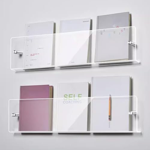 Robuster Zeitschriftenhalter, transparent, Acryl, Bücherregal, Leseregal, Schallplattenregal, modisches hängendes Literaturregal für Wartezimmer, Wohnzimmer und Büro (Farbe: 2 Etagen, Größe: L 40 cm