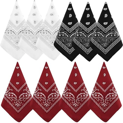 NACHLYNN 10 Stück Bandana Damen Herren,Bandana kopftuch Herren Paisley Muster Headwear Haar Schal Ansatz Handgelenk Kopf Biker kopftücher für damen