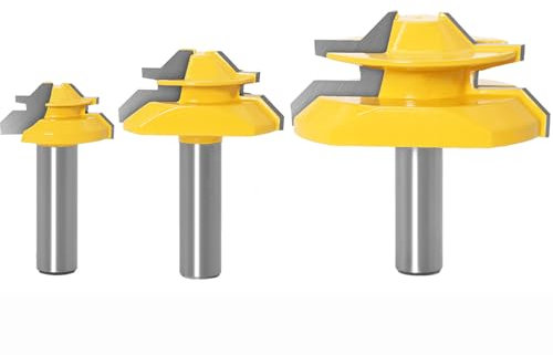 3Pcs 1/2 Schaft 45 Grad Fräser Lock Miter Router Bit, Holzbearbeitung Fräser Oberfräser Werkzeug, Holzbearbeitung Schneidwerkzeug für Graviermaschine Trimmmaschine