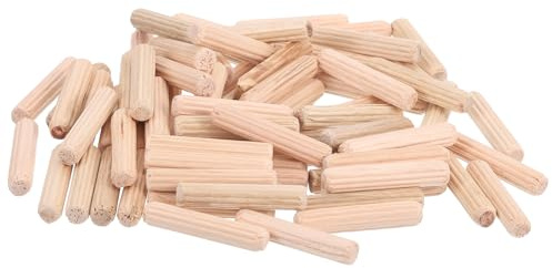 QUARKZMAN 150pz Legno Tasselli Perni 6 X 30mm (0.24 X 1.18 Pollici) Legno Tasselli Barre Scanalate Tasselli Giunti per Scanalati Lavorazione Legno Mobili Artigianato