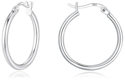 Loutade Creoler silver 925, 3 par 925 sterling silver kreoler örhängen set, allergivänligt brosk runda kreoler örhängen, 13/16/20 mm unisex kreoler silver damörhängen för flera öronhål, Sterlingsilver