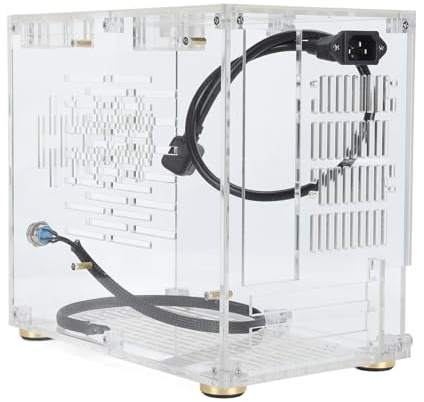 Caja Mini ITX con Panel Acrílico Transparente, Refrigeración de 360 ​​Grados, Compatible con Placa Base Mini ITX, Fuente de Alimentación SFX SSD de 2,5 Pulgadas, Ideal para
