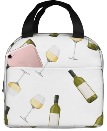 Insulated Lunch Bags for Men Women Work - Champagne Bottle And Glasses Cooler Bag Insulated for Travel, Water Proof Soft Small Adult Lunch Box for Men Women, Lunch Tote Bag for Women Men