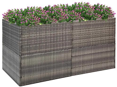 FUDUGEHMIOFWFJJ blumenkübel XXL Outdoor,blumenkübel groß aussen,Pflanzkübel Grau 157x80x80 cm Poly RattanGeeignet für Garten, Terrasse, Schlafzimmer, Wohnzimmer