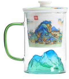 NEBE Tazas Taza de té de Vidrio, Taza de Agua, té, separación de Agua, Taza de té, Filtro de Gran Capacidad con Tapa Tazas para Cafe