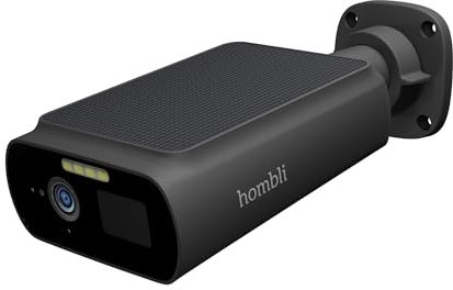 Hombli Solar Cam 2K QHD, kabellose Überwachungskamera für außen, Nachtsicht in Farbe, Sirene, Licht, App-Steuerung, Zwei-Wege-Audio, Schwarz