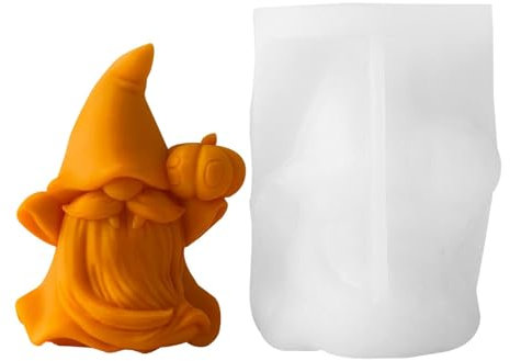 Silicone Mould Candle Christmas Candle Mould, Gnome Silicone Mould Dwarf Candle Moulds Soap Mould Fondant Moulds Chocolate Mould Casting Moulds for Home Decoration, Garden Statues