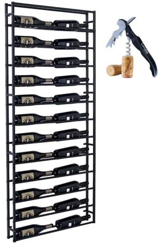Lendo Online Weinregal zur Wandmontage - 6/12/24 Flaschen - Weinhalter - Wandregal - Flaschenregal - Hängendes Weinflaschenregale - Metall - Schwarz (73x10x164cm (LxTxH))