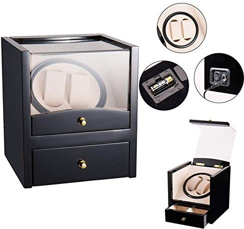 Wach Wickler Uhr Wickler Automatische Automatik Uhr Wickler -Kiste Automatische mechanische Uhren Box 2 Handgelenk Uhren + 2 Speicherhülle Schublade Drehende Elektro -Wickel -Box -Uhr Wickler Wickler