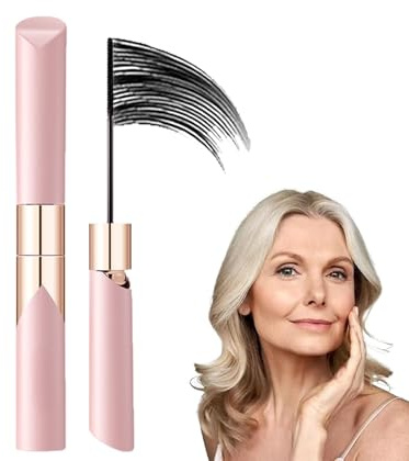 Black Mascara for Older Women, Lengthening Volumising,Quick-Drying, Smudge-Proof & Black Waterproof Mascara for Mature Women, Gentle on Sensitive Eyes, Dual-Sided Brush - Swivel Brush Handle Mascaras