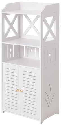 GREENSAPPIRE Bathroom Storage Cabinet – Floor Standing Organizer with Shelves & Door, Multifunctional Storage Unit for Home, Office, Living Room, Kitchen, or Entryway (3 Tier)