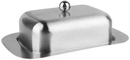 Mantequillera Caja de mantequilla acero inoxidable, caja , almacenamiento queso sólido con tapa, conservación , , pan y plato(Steel-lid)