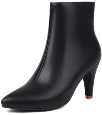 Eestfy Stivaletti Donna Pelle Sintetica Punta Zip Laterale Tacco Stiletto per Serata Appuntamenti Quotidiano,Nero,46 EU