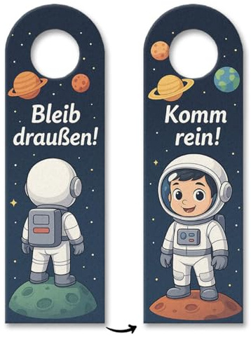 Weltraum Astronaut Bleib draußen! Komm rein! Türhänger Lustiger Spruch für Kinderzimmer - Dekoration