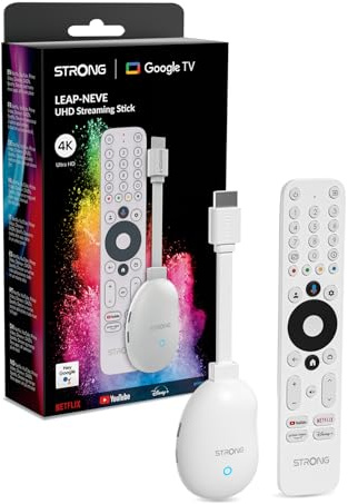 STRONG Leap-Neve 4K UHD Streaming Stick, 2GB De RAM + 8GB De Almacenamiento Flash, WiFi 6, Android 12, Puerto Ethernet, Dolby Atmos y Dolby Vision