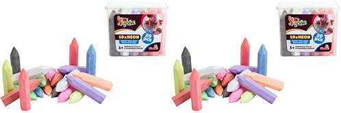 Simba Toys – Straßenmalkreiden Set (20 Stück) im Eimer, 10 Neonfarben und 10 klassische Farben, Outdoor-Kreide für Kinder ab 3 Jahren, abwaschbar, Malkreide für Asphalt, Spielstraße und Hof